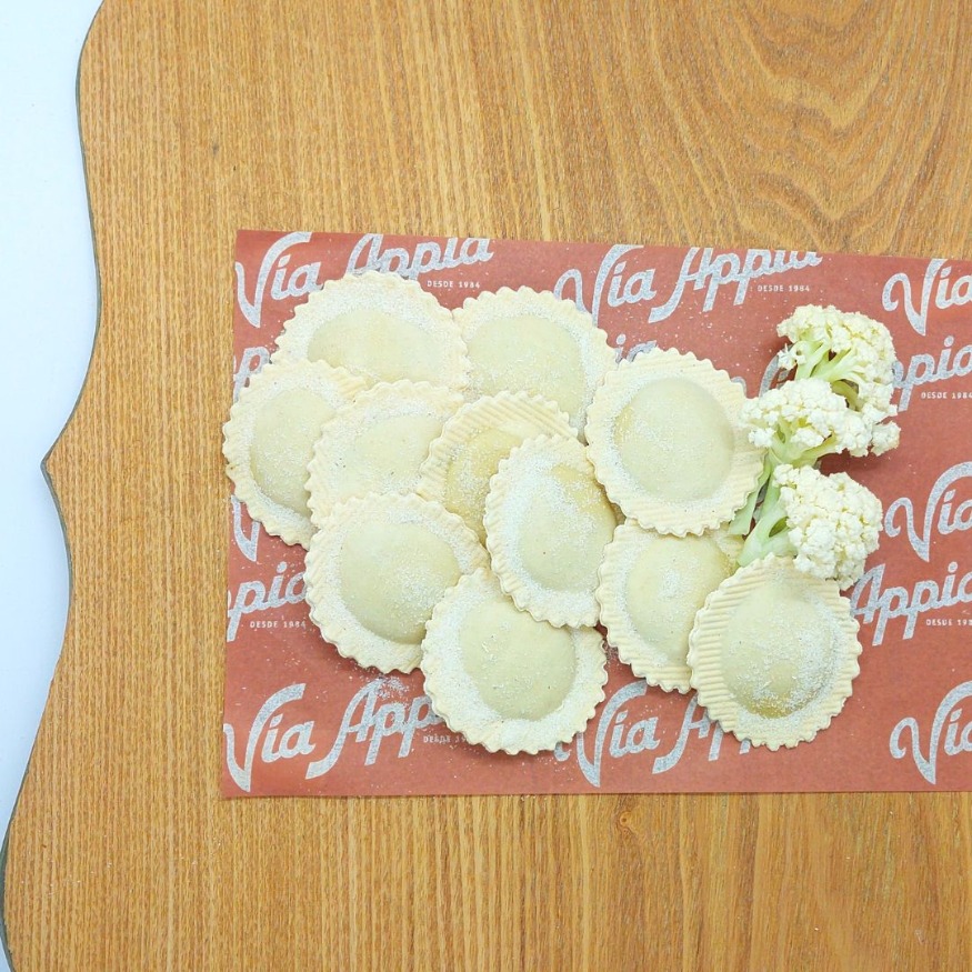 PASTA RELLENA CON COLIFLOR, RICOTTA Y MOSTAZA