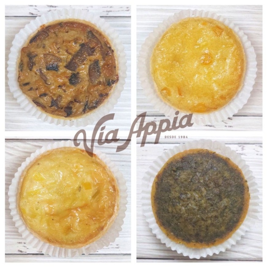 MINI QUICHES DE  ESPINACAS, HONGOS,  MAÍZ O AJOPORRO